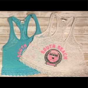 2 Surf Style transparent cropped tank tops